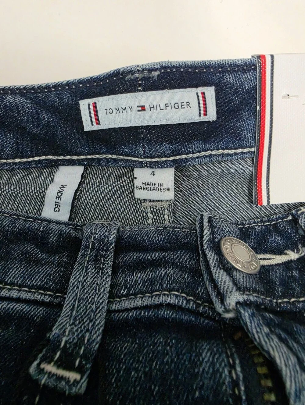 Tommy Hilfiger Kids Girls Wide Leg Cargo Utility Style Blue Jeans Sz 4